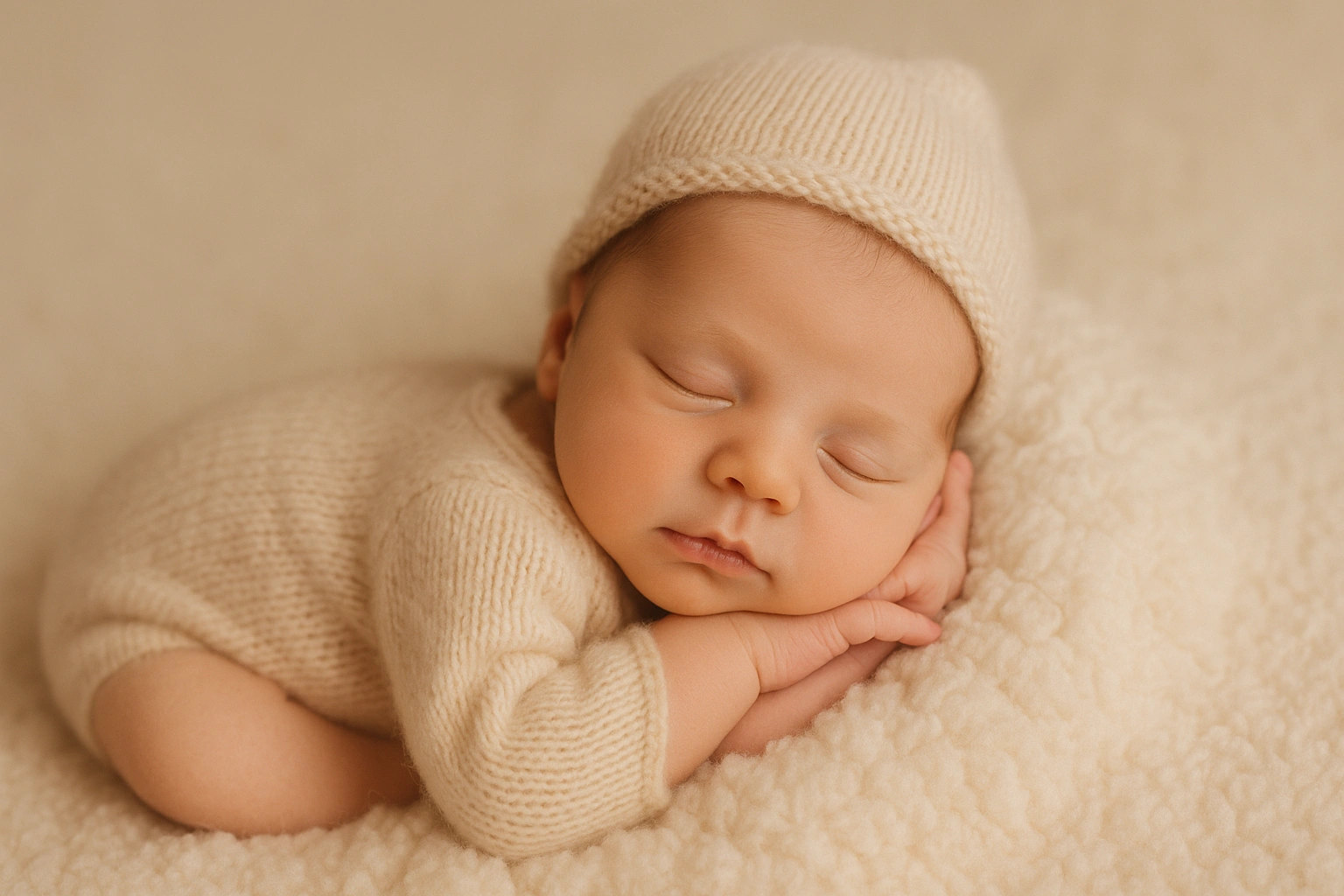 Bebé recién nacido durmiendo plácidamente envuelto en una manta suave, fotografía newborn artística en Alicante